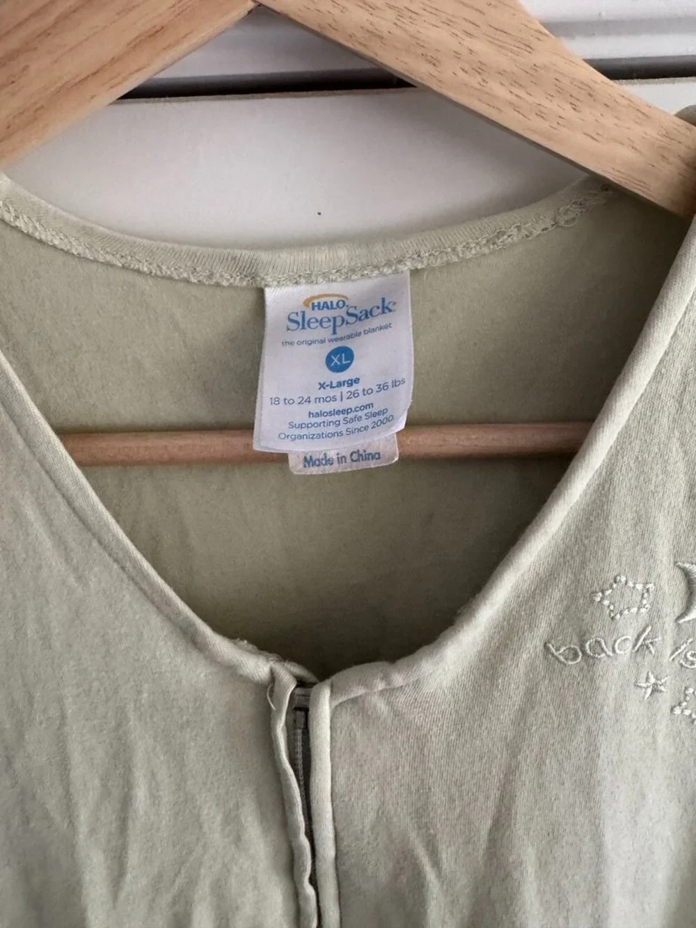 HALO SleepSack Wearable Blanket Sage Green Cotton XL 18-24 Months - Picture 4 of 7
